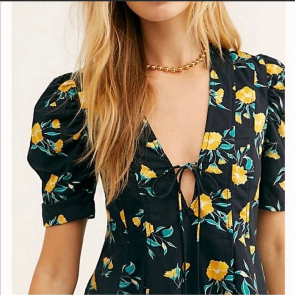 NWT Free People Adelle Floral Printed Mini Dress - Picture 2 of 7